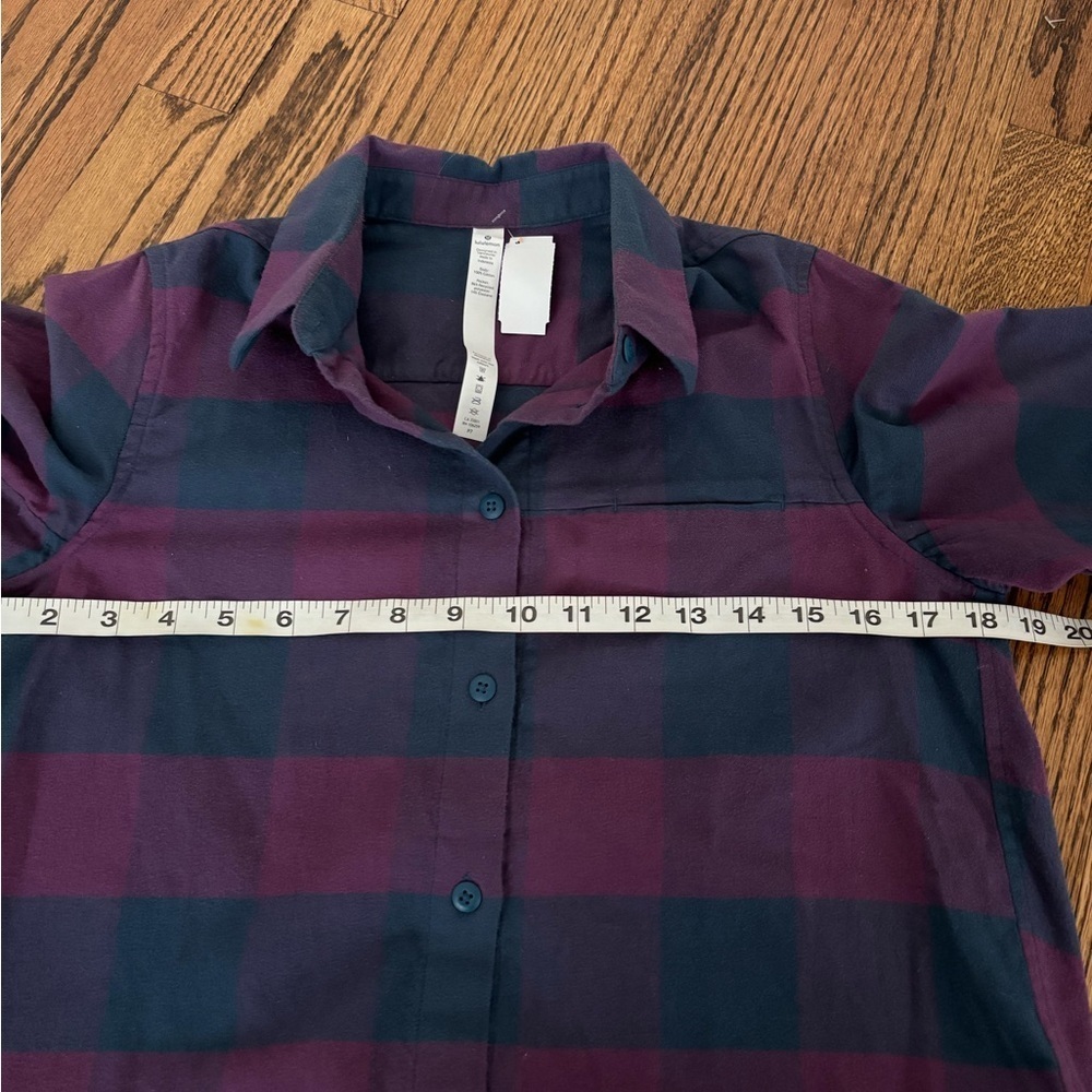 Lululemon | Full Day Ahead Flannel Shirt Plaid Galactic Grape Purple Blue Sz 2 - Picture 6 of 7